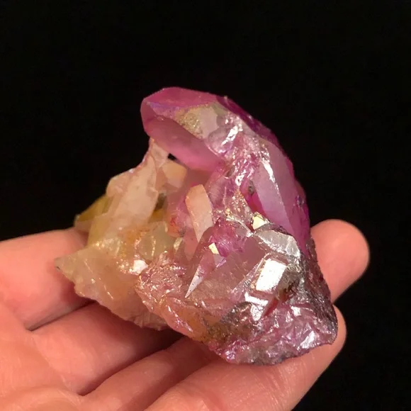 Iridescent Angel Aura Crystal Cluster - Purple & Yellow Quartz - Picture 5 of 8